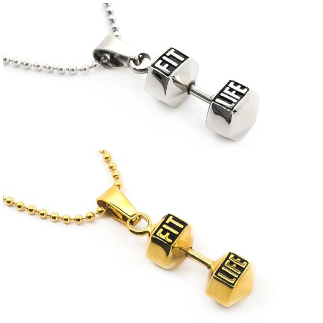 Silver X Gold Dumbbell Necklaces Pack