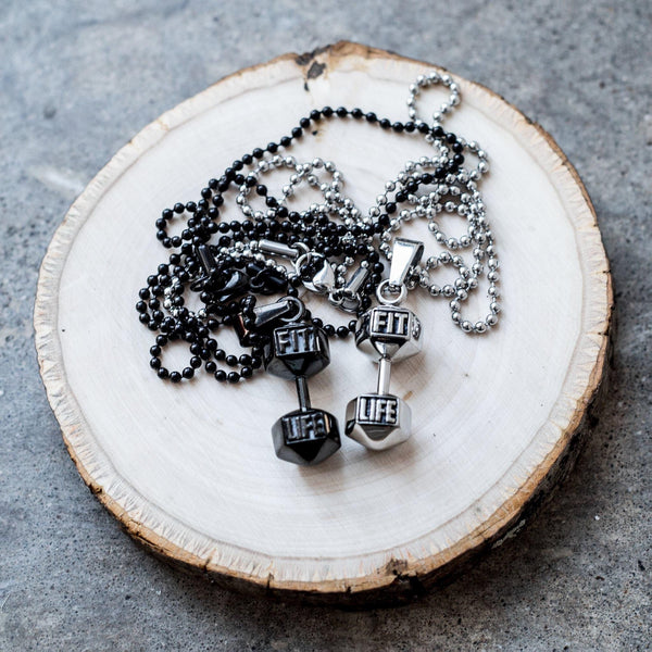 Silver X Black Dumbbell Necklaces Pack