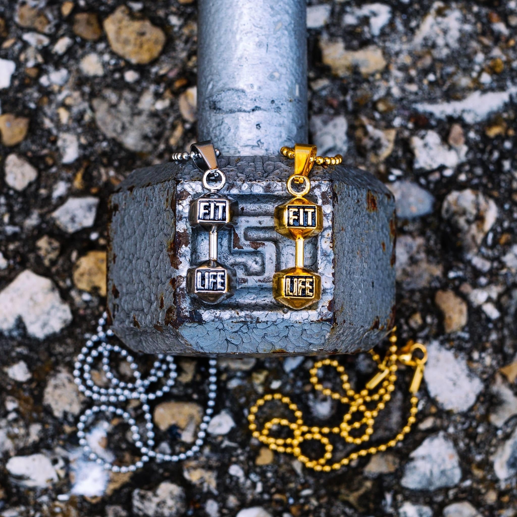 Silver X Gold Dumbbell Necklaces Pack