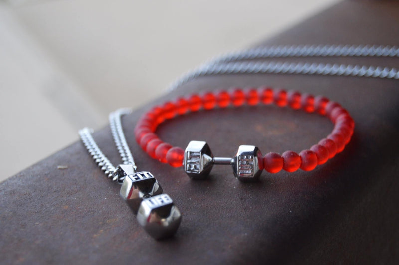 Red dumbbel bracelet