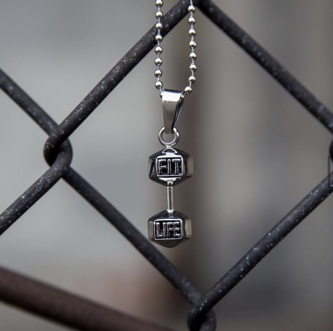 Silver Dumbbell Necklace