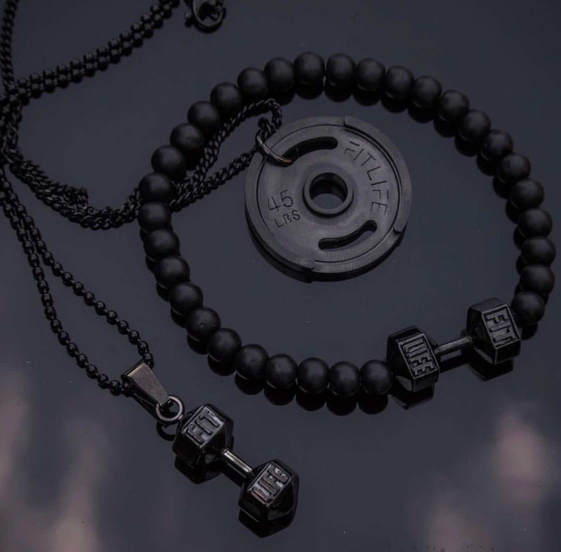 Black Dumbbell Bracelet