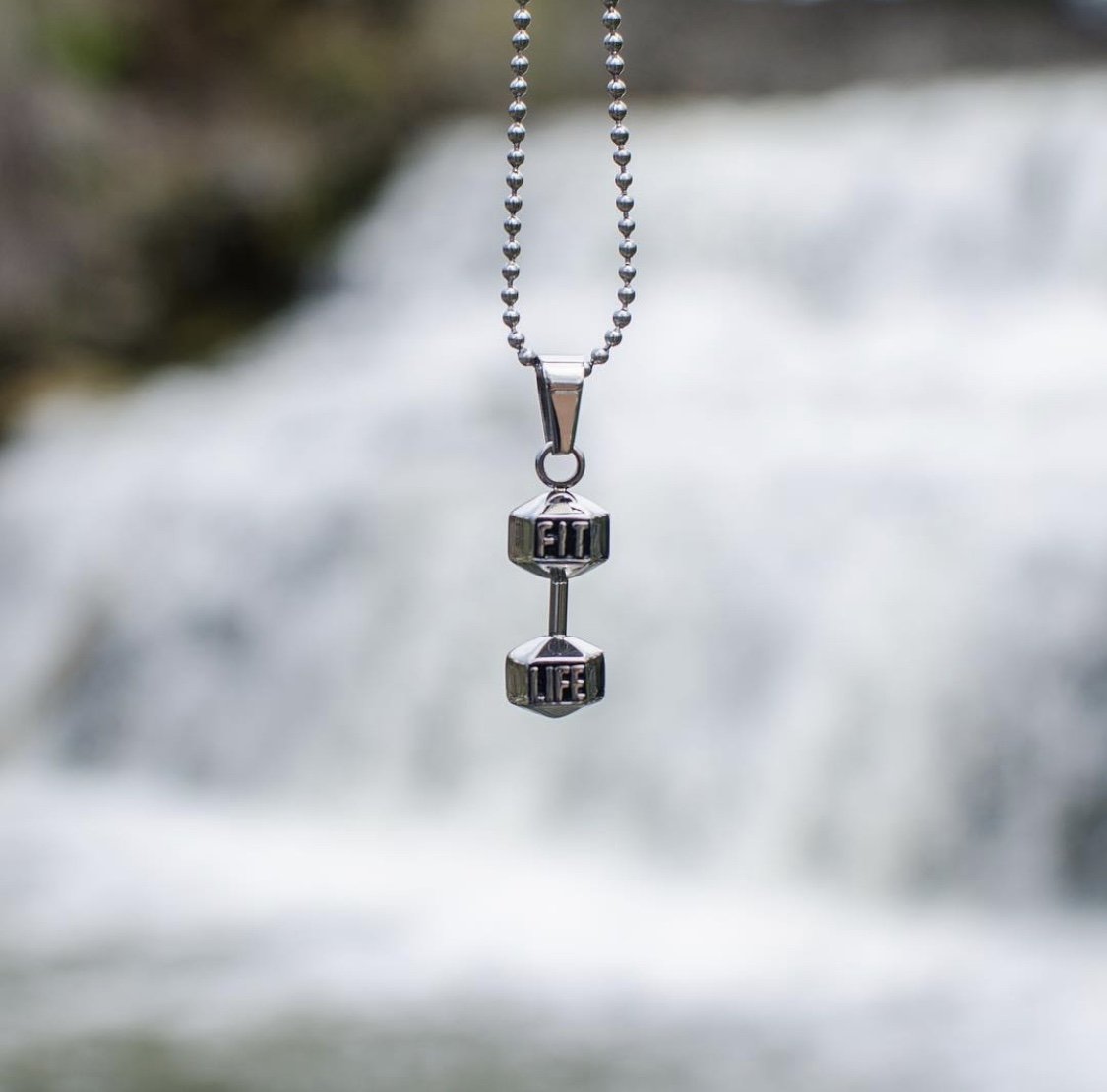 Silver Dumbbell Necklace