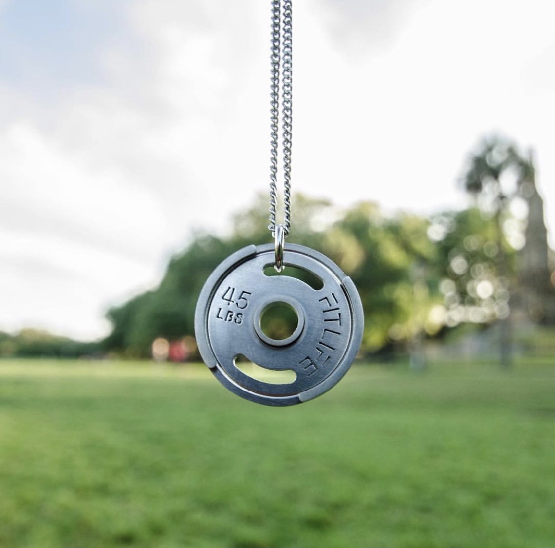 Silver Weight Plate Necklace