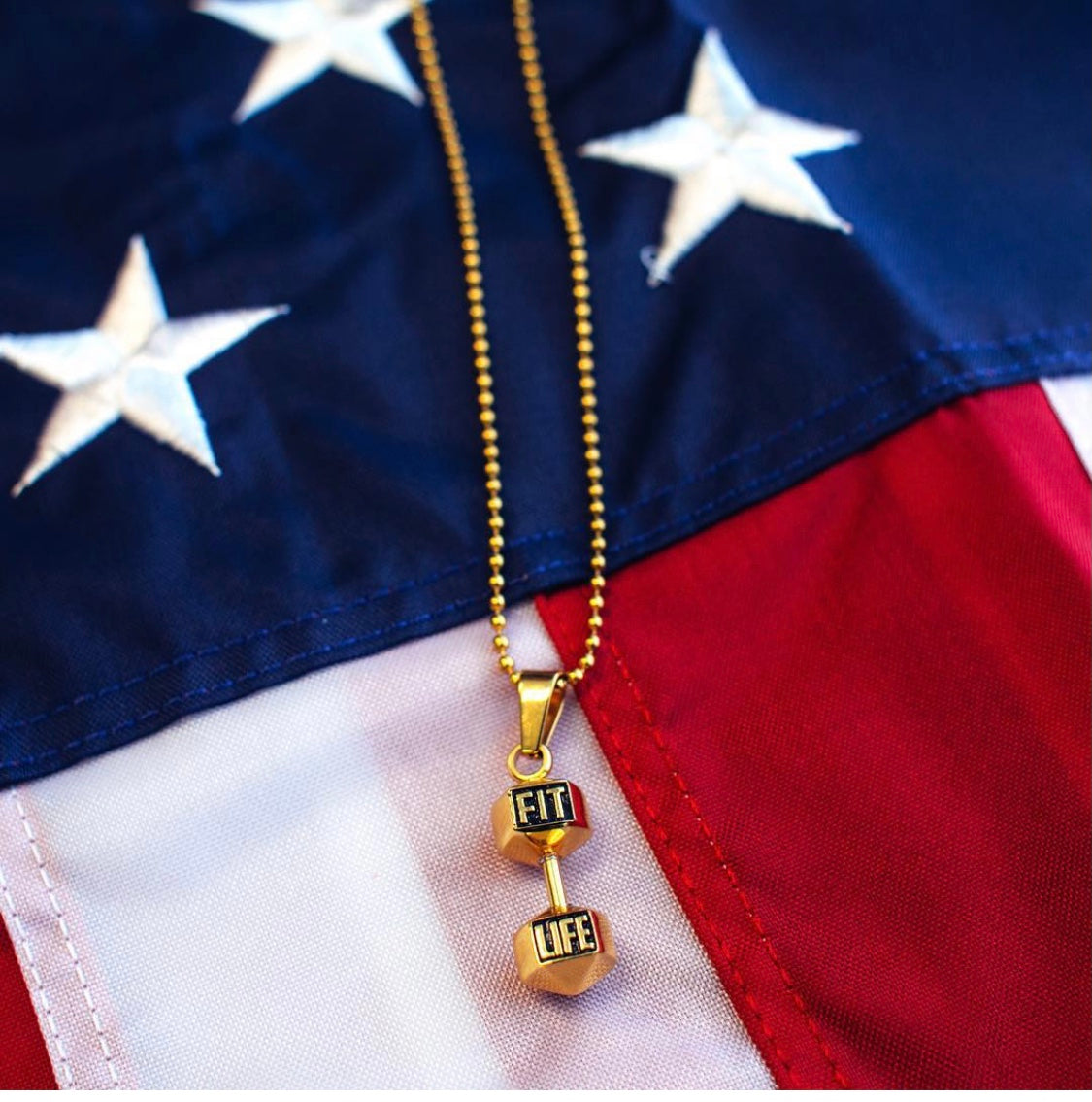 Gold Dumbbell Necklace