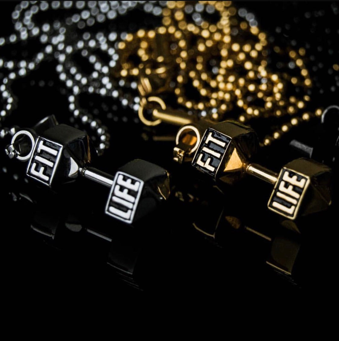 Silver X Gold Dumbbell Necklaces Pack